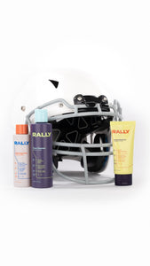 white sports helmet for facial protection month