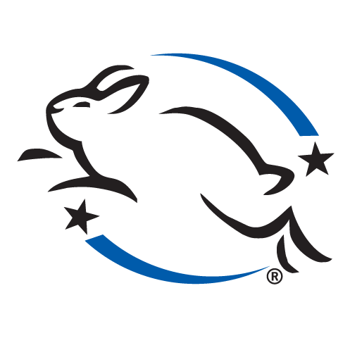 Leaping Bunny logo in black and blue